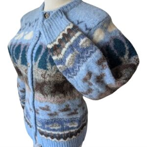 Vintage Orvis Wool Wildlife Landscape Button Up Sweater Ducks Deer Fish …